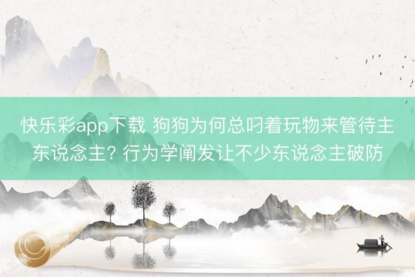 快乐彩app下载 狗狗为何总叼着玩物来管待主东说念主? 行为学阐发让不少东说念主破防