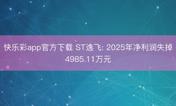 快乐彩app官方下载 ST逸飞: 2025年净利润失掉4985.11万元