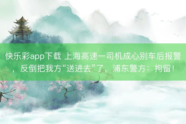 快乐彩app下载 上海高速一司机成心别车后报警，反倒把我方“送进去”了，浦东警方：拘留！